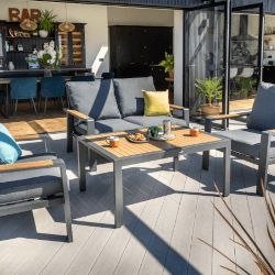 Small Image of Hartman Asher 2 Seat Lounge Set - Matt Xerix/Grey Harris/Teak