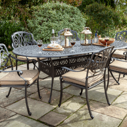 Image of Hartman Amalfi 6 Seat Oval Dining Set in Bronze/Amber  - NO PARASOL