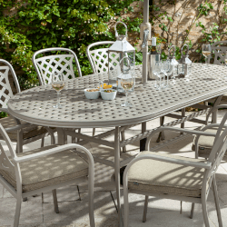 Small Image of Hartman Berkeley 8 Seat Oval Dining Set in Maize / Wheatgrass - NO PARASOL
