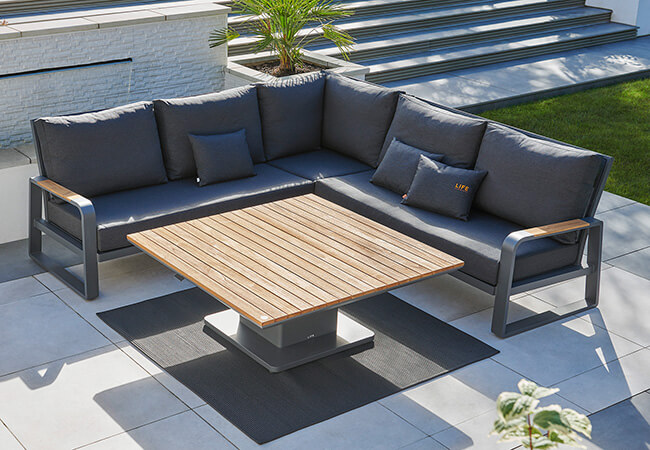 Image of LIFE Montana Corner Sofa Set with Adjustable Luka Table