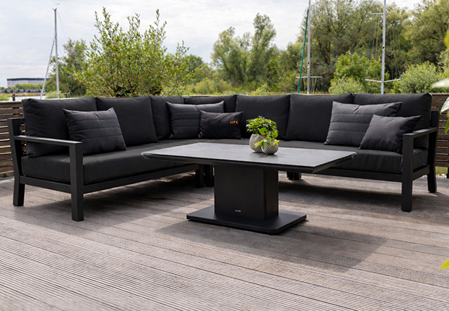 Image of LIFE Timber Soltex Corner Sofa Set in Lava / Graphite - No Extension
