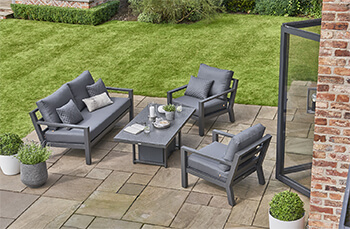 Image of EX-DISPLAY / COLLECTION ONLY - LIFE Timber Aluminium Lounge Sofa Set with Adjustable Table in Lava/Carbon