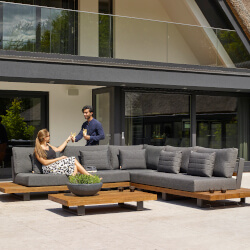 Image of Life Fitz Roy Teak Lounge Corner Sofa Set in Lava / Carbon