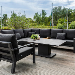 Image of LIFE Timber Aluminium Full Corner Sofa Set in Lava / Graphite - Complete Set