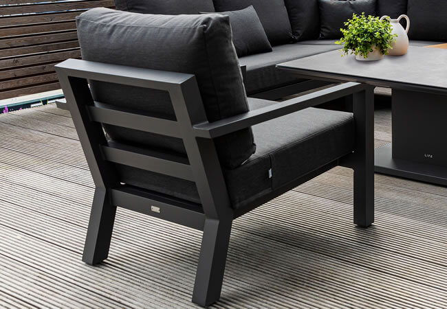 Image of LIFE Timber Soltex Arm Chair in Lava / Graphite