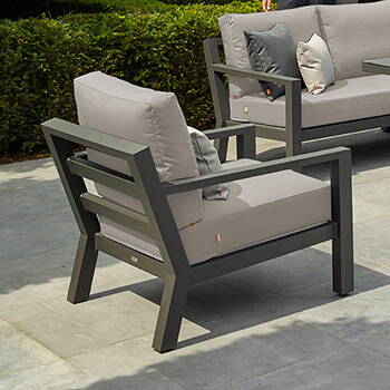 Image of LIFE Timber Cast Aluminium Arm Chair in Lava / Khaki