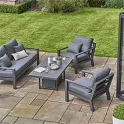 Small Image of EX-DISPLAY / COLLECTION ONLY - LIFE Timber Aluminium Lounge Sofa Set with Adjustable Table in Lava/Carbon