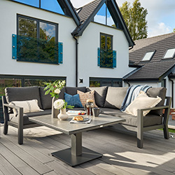 Image of LIFE Timber Mini Soltex Corner Sofa Set in Lava/Graphite
