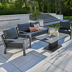 Image of LIFE Timber Soltex Lounge Sofa Set with Adjustable Table in Lava/ Graphite