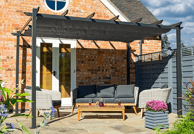 Image of Rowlinson 4x3 Venetian Pergola with Grey Canopy