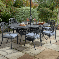 Image of Hartman Amalfi 6 Seater Oval Dining Set in Antique Grey / Platinum - NO PARASOL