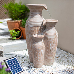 Small Image of Easy Fountain Aztec Vase Solar Powered Water Feature