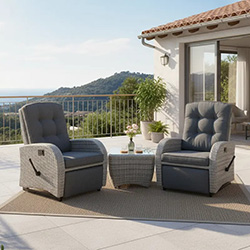 Small Image of Bellevue Rattan Weave Recliner Set