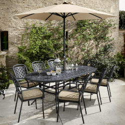 Image of Hartman Berkeley 8 Seat Oval Dining Set in Bronze / Amber