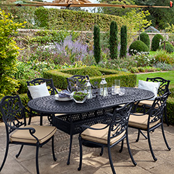 Image of Hartman Capri 6 Seat Oval Dining Set in Bronze & Amber: NO PARASOL