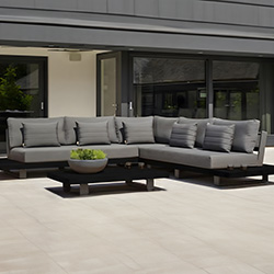 Small Image of Life Fitz Roy Aluminium Lounge Corner Sofa Set in Lava / Matt Grey