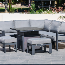 Image of Supremo Melbury Mini Modular Corner Set with Adjustable Table in Charcoal/Slate Grey