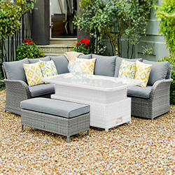 Image of EX DISPLAY / COLLECTION ONLY LG Monaco Stone Rectangular Corner Sofa and Stool - WITH STATIC  TABLE
