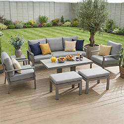 Image of Hartman Rio 3 Seat Lounge Set with Adjustable Table in Taupe and Pewter
