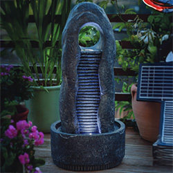Image of Easy Fountain Rippled Monolith Night and Day Solar Water Feature