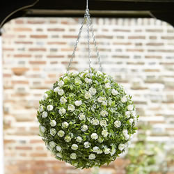 Image of Topiary White Rose Ball - 30cm