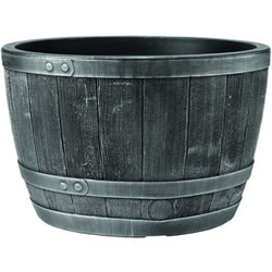 Image of Blenheim Black Oak & Pewter Effect Half Barrel Planter - 61cm