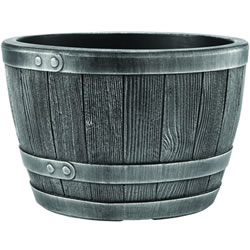 Image of Blenheim Black Oak & Pewter Effect Half Barrel Planter - 40cm