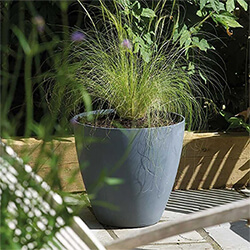 Image of Stewart 40cm Low Round Beton Planter in Dark Grey
