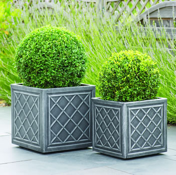 Image of Lead Effect Square Planter - 32cm