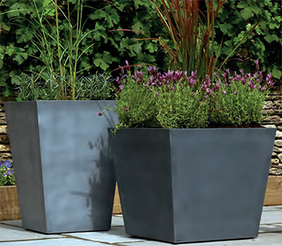 Image of Stewart 48cm Low Square Beton Planter in Dark Grey