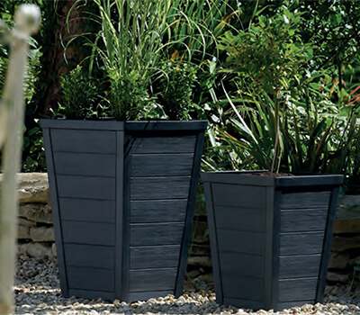 Image of Stewart Tall Taper Planter in Anthracite - 36cm diameter