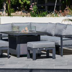 Image of Supremo Melbury Mini Modular Corner Set with Square Firepit Table in Charcoal/Slate Grey