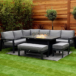 Image of Supremo Melbury Modular Corner Set with Firepit Table in Charcoal/Slate Grey
