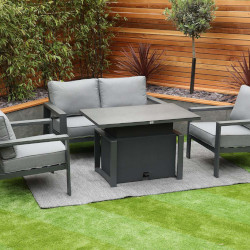 Image of Supremo Melbury 2 Seat Lounge Set with Adjustable Table in Charcoal/Slate Grey