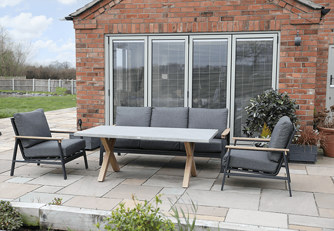 Image of Supremo Polperro Lounge Dining Set with Rectangular Table in Charcoal