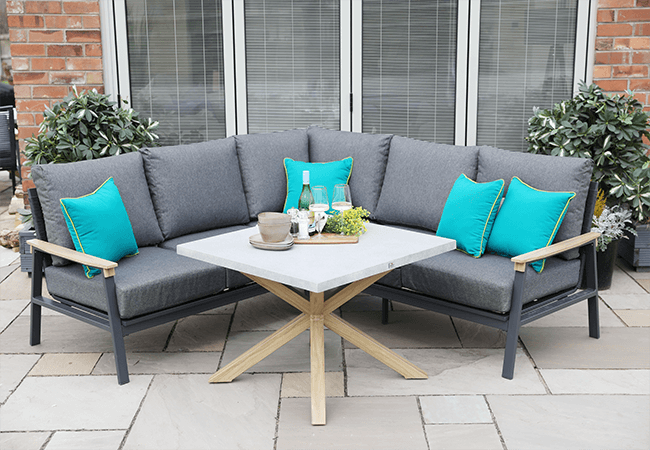 Image of Supremo Polperro Mini Modular Corner Set with Square Lounge Table in Charcoal