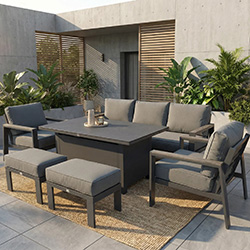 Small Image of Supremo Melbury Lounge Dining Set with Static Table in Charcoal/Slate Grey