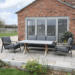 Small Image of Supremo Polperro Lounge Dining Set with Rectangular Table in Charcoal