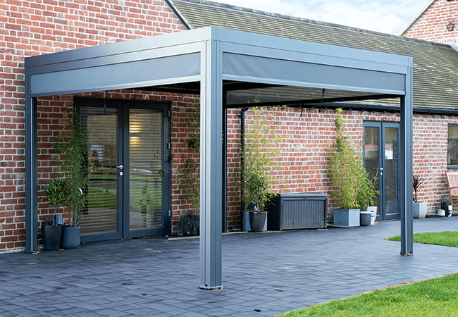 Image of Supremo Belfort 3x3m Aluminium Pergola with Curtains and LED Lights