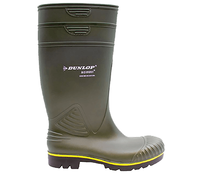 Image of Dunlop Acifort Heavy Duty Full Safety Wellington - Green - UK 12