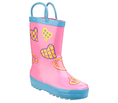 Image of Cotswold Kids Puddle Waterproof Pull On Boot - Hearts - UK 10