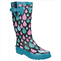 Image of Cotswold Burghley Waterproof Pull On Wellington Boot - Raindrop - UK 3