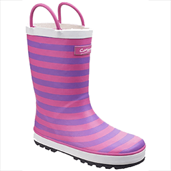 Image of Cotswold Kids Wellies in Pink Captain Stripy Pattern