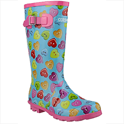 Image of Cotswold Kids Wellies in Blue Button Heart