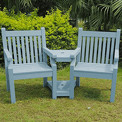 Image of Sandwick Winawood 2 Seater Wood Effect Love Seat -  Blue