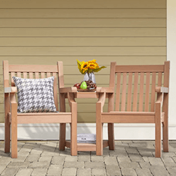Small Image of Winawood Sandwick 2 Seater Wood Effect Love Seat - Teak Finish