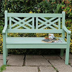 Image of Winawood Speyside 2 Seater Wood Effect Garden Bench in Duck Egg Green