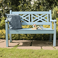 Image of Winawood Speyside 2 Seater Wood Effect Garden Bench in Blue