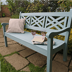 Image of Winawood Speyside 3 Seater Wood Effect Garden Bench in Blue