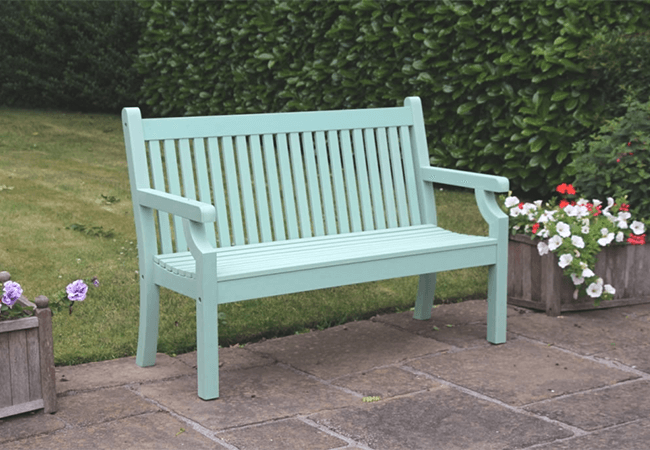 Image of Winawood Sandwick 3 Seater Wood Effect Garden Bench - Duck Egg Green